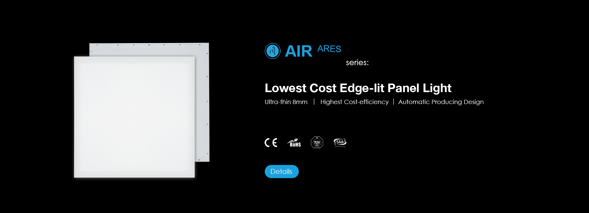 ARES Lowest Cost Edge-lit Panel Light